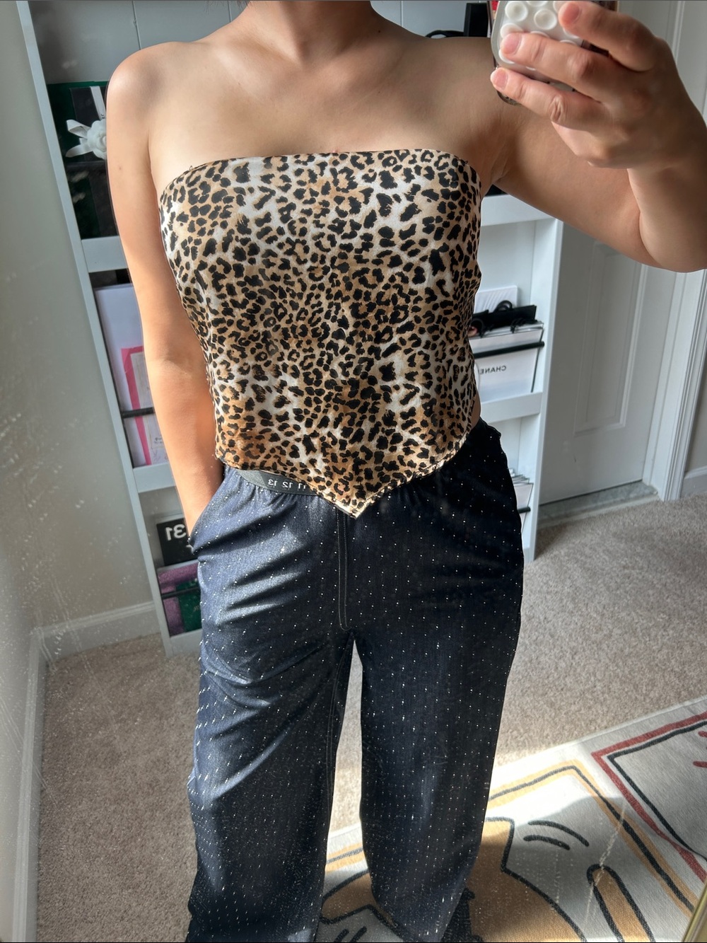 Leopard scarf top. S-M